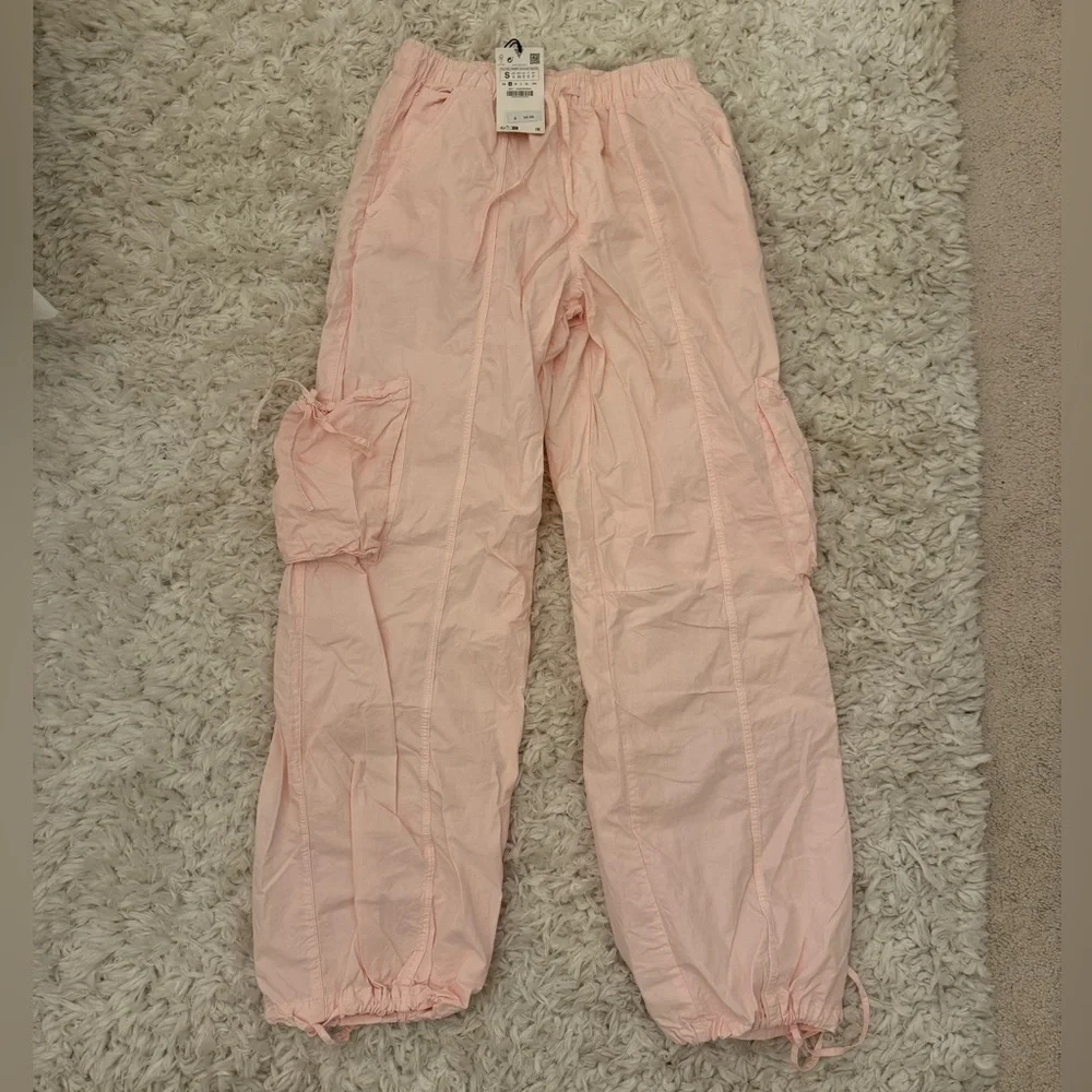 Zara Light Pink Parachute Pants / Size S - Picture 2 of 5